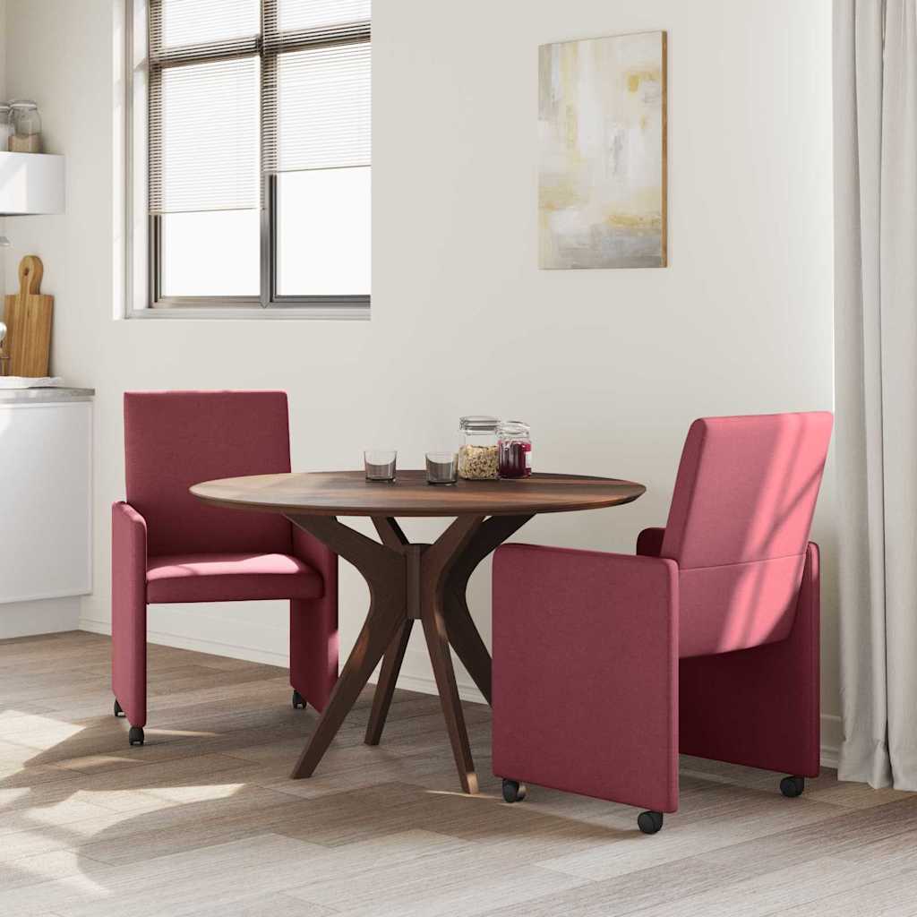 Spisebordsstole med hjul 2 pcs Vinrød 57 x 66 x 94 cm Stof