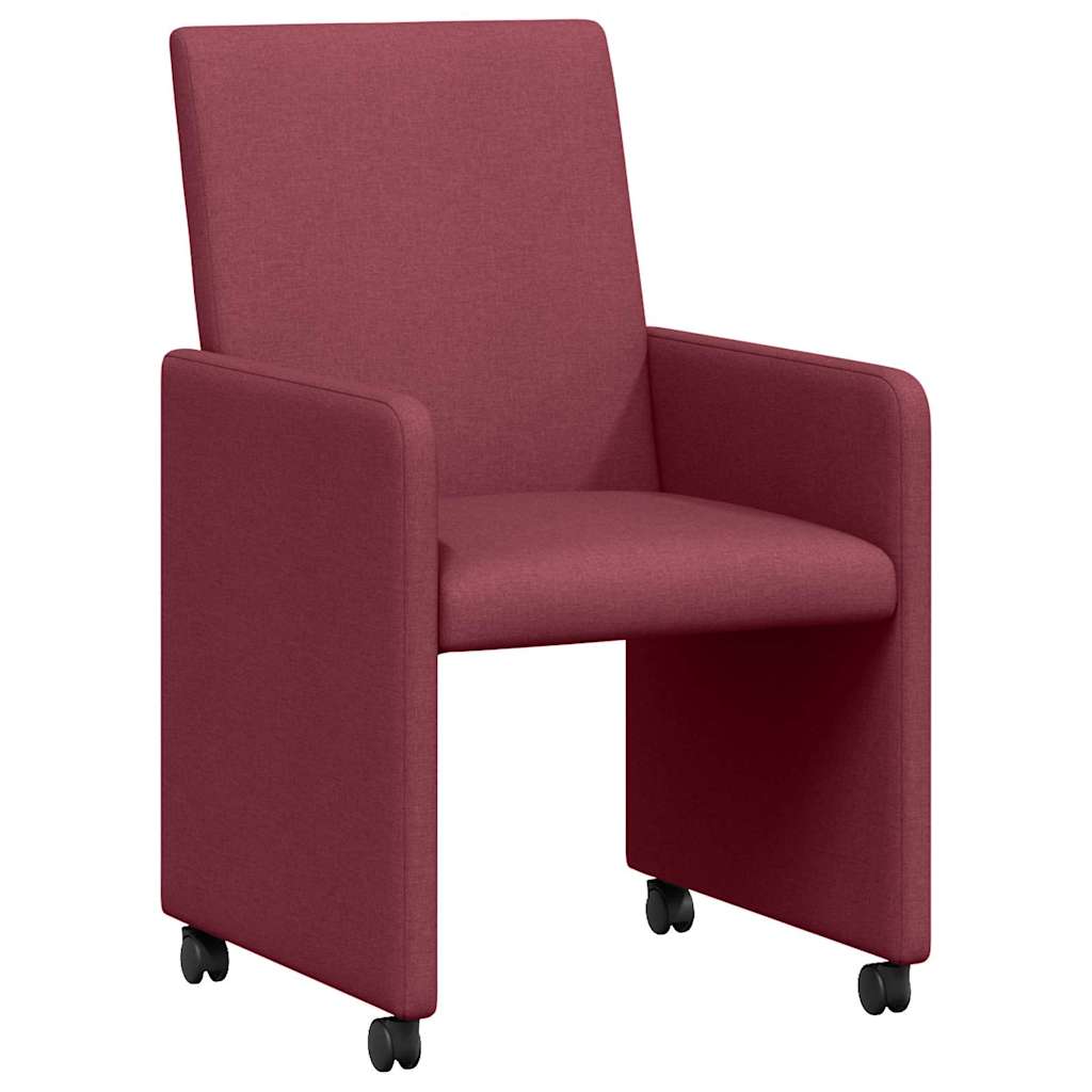 Spisebordsstole med hjul 2 pcs Vinrød 57 x 66 x 94 cm Stof