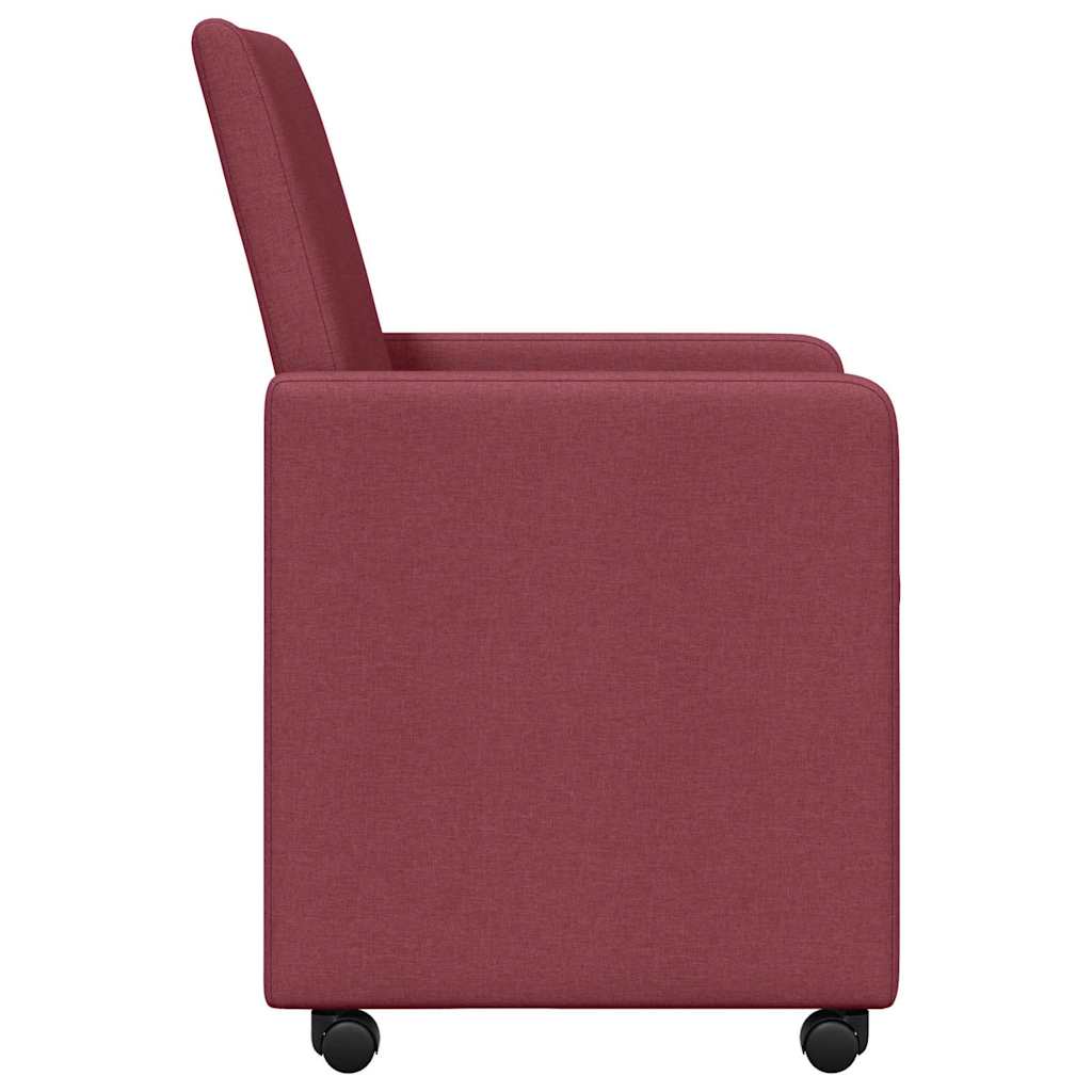 Spisebordsstole med hjul 2 pcs Vinrød 57 x 66 x 94 cm Stof