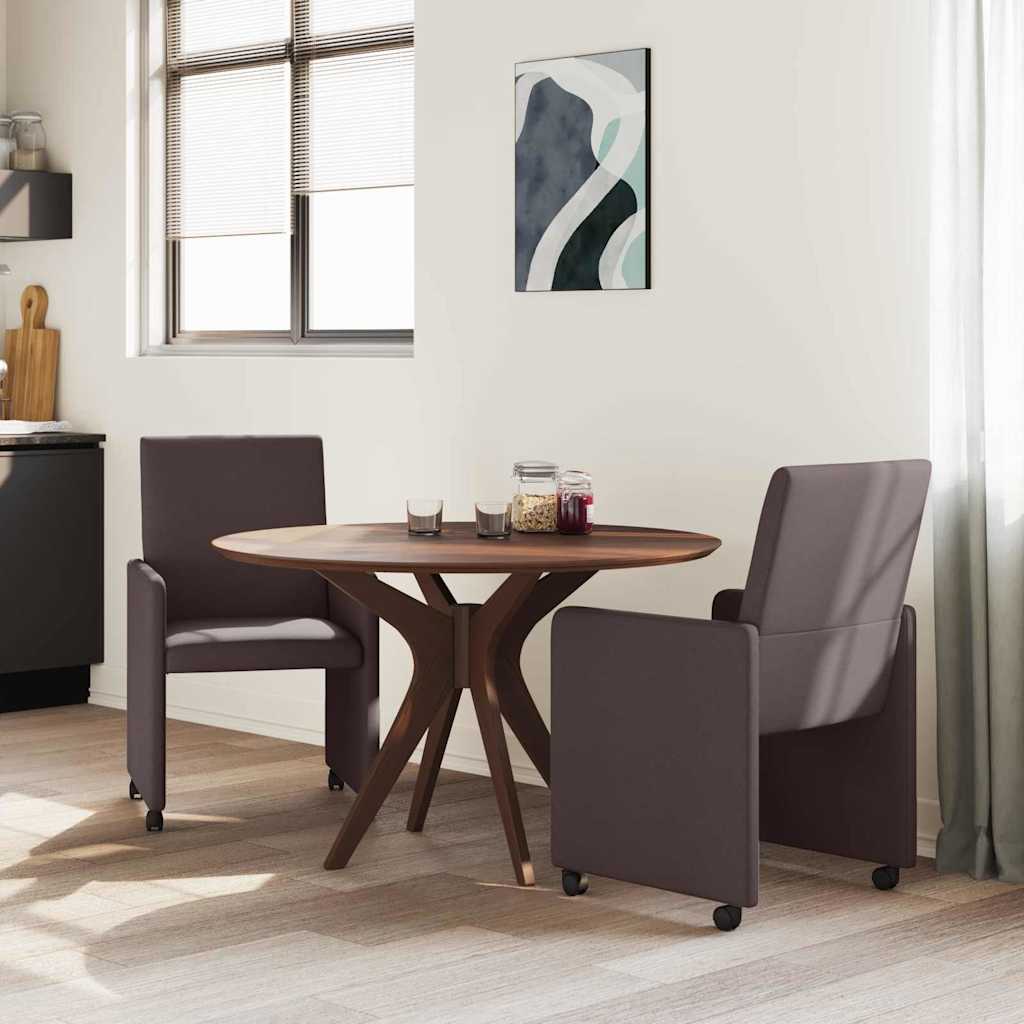 Spisebordsstole med hjul 2 pcs Mørk Brun 57 x 66 x 94 cm Stof