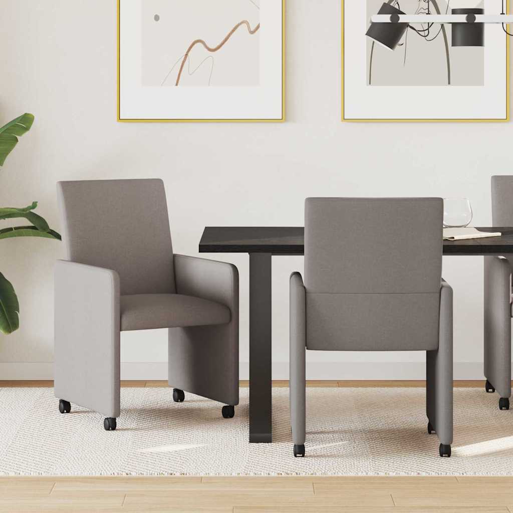 Spisebordsstole med hjul 2 pcs Gråbrun 57 x 66 x 94 cm Stof