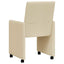 Spisebordsstole med hjul 2 pcs Creme 57 x 66 x 94 cm Stof