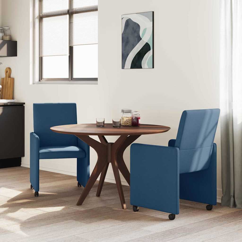 Spisebordsstole med hjul 2 pcs Blå 57 x 66 x 94 cm Stof