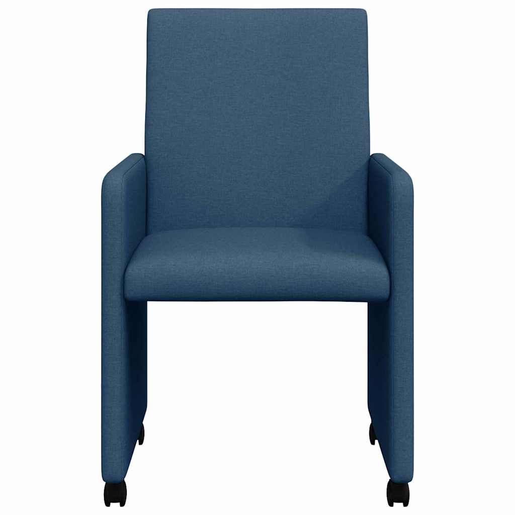Spisebordsstole med hjul 2 pcs Blå 57 x 66 x 94 cm Stof