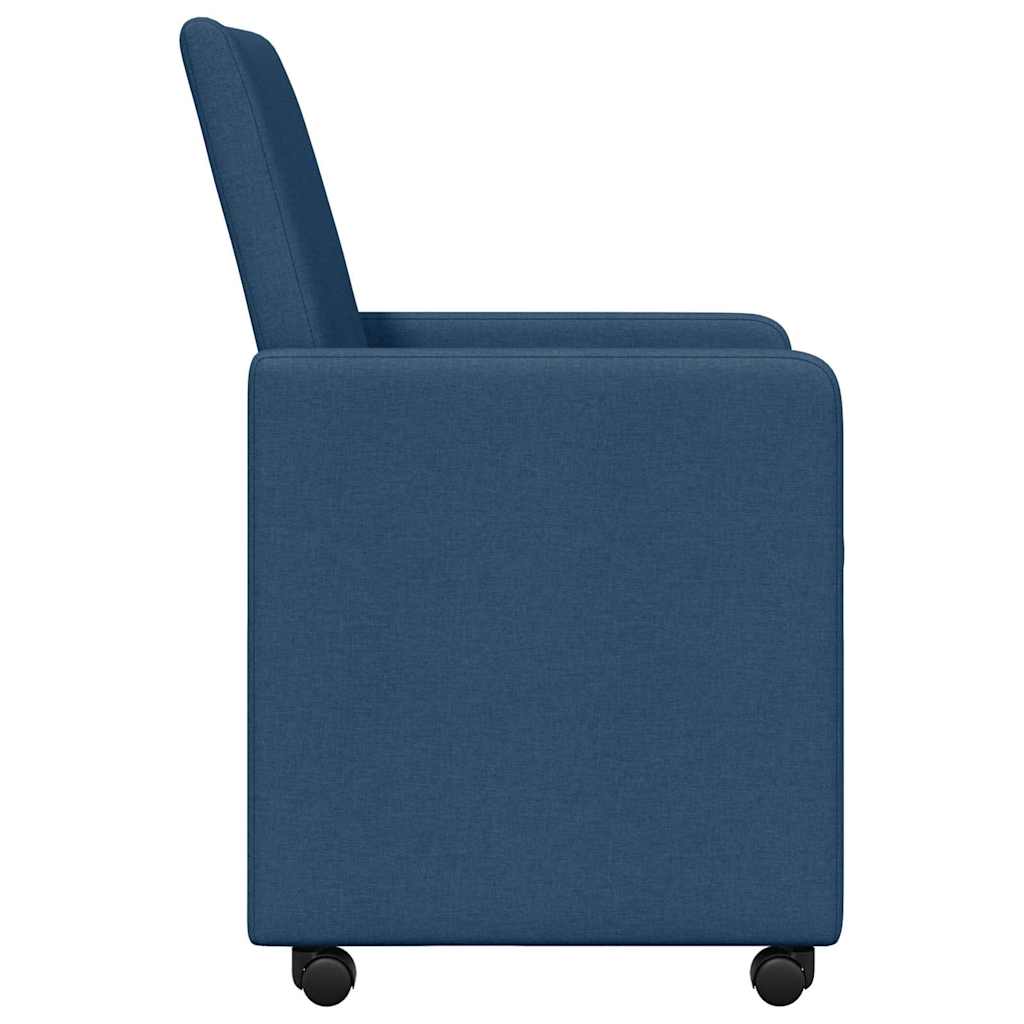 Spisebordsstole med hjul 2 pcs Blå 57 x 66 x 94 cm Stof
