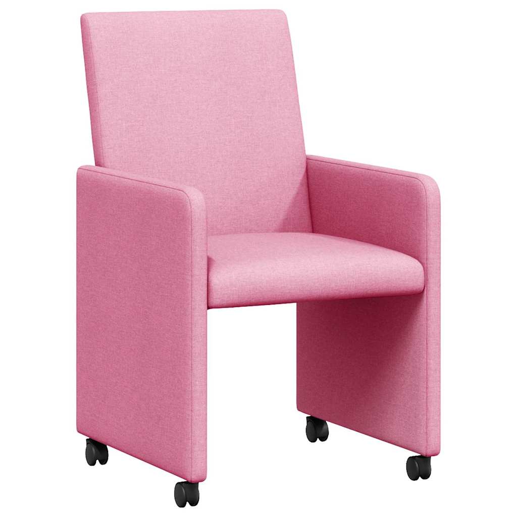 Spisebordsstole med hjul 2 pcs Lyserød 57 x 66 x 94 cm Stof