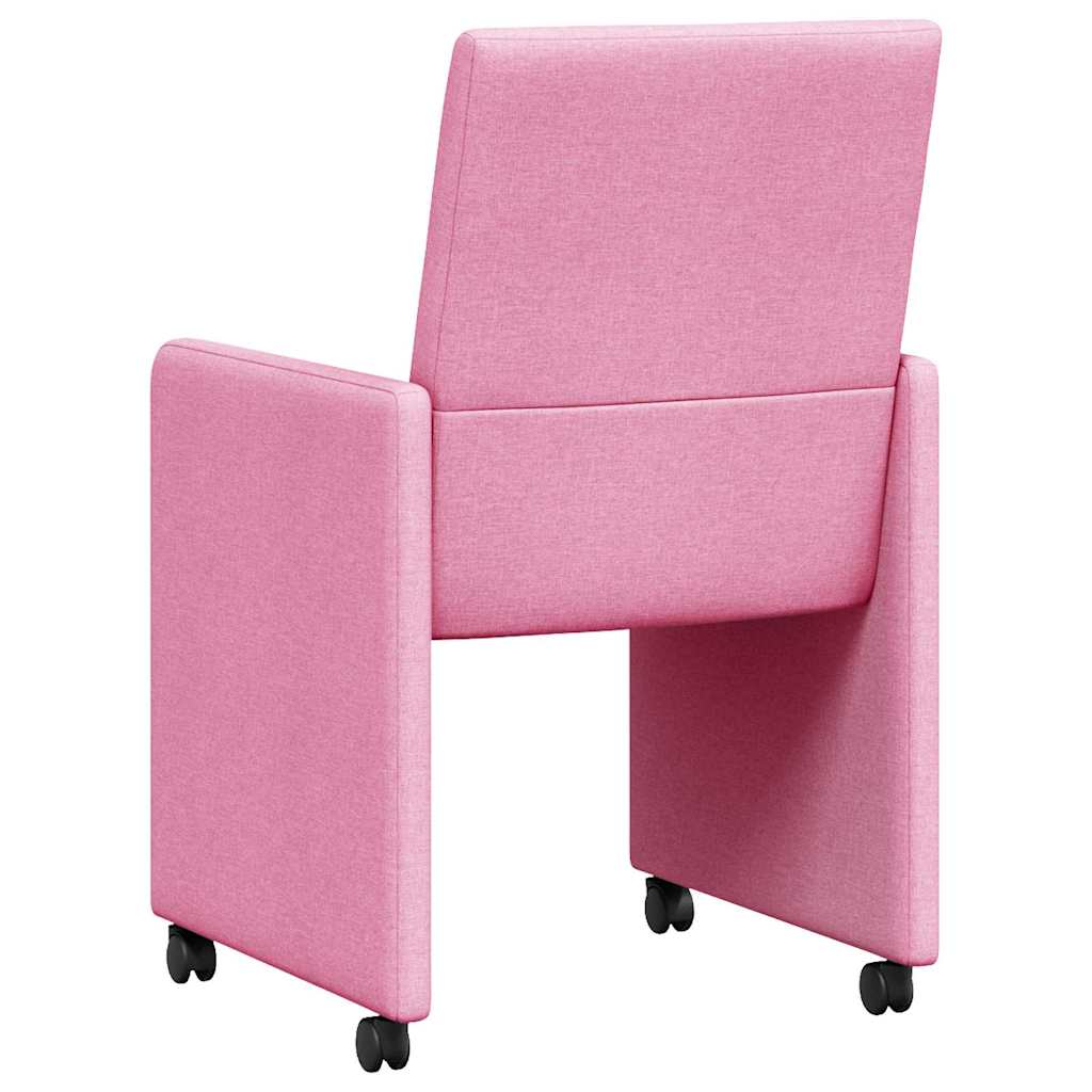 Spisebordsstole med hjul 2 pcs Lyserød 57 x 66 x 94 cm Stof