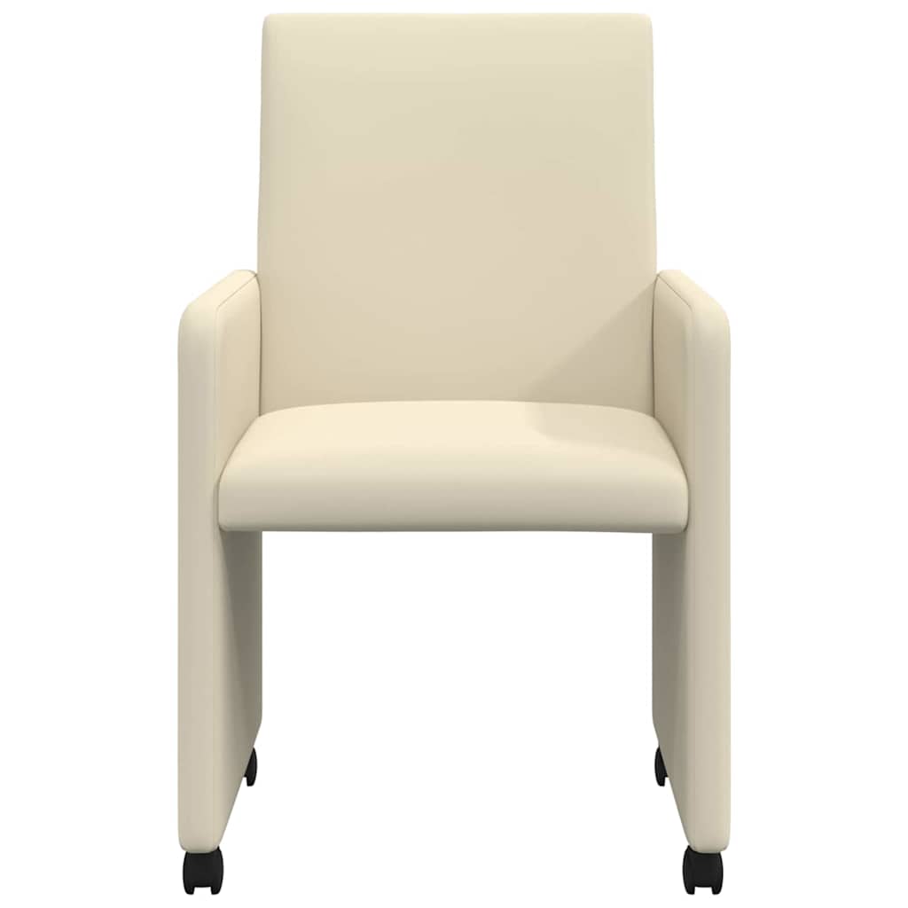 Spisebordsstole med hjul 2 pcs Creme 57 x 66 x 94 cm Kunstlæder