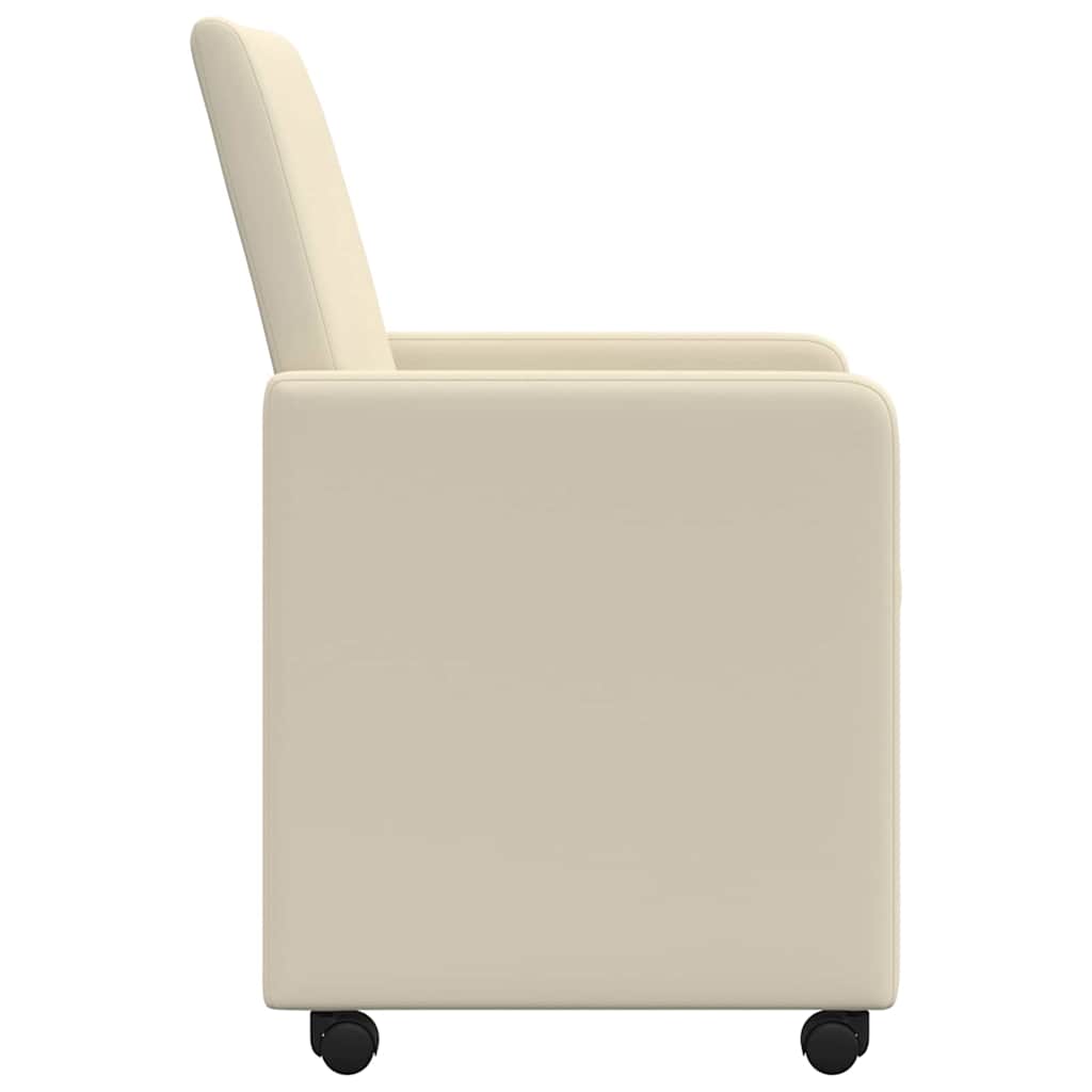 Spisebordsstole med hjul 2 pcs Creme 57 x 66 x 94 cm Kunstlæder