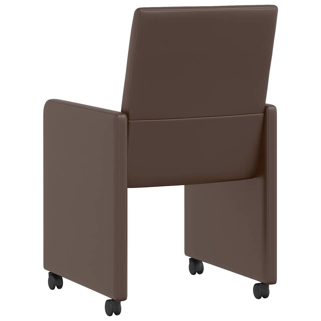 Spisebordsstole med hjul 2 pcs Brun 57 x 66 x 94 cm Kunstlæder
