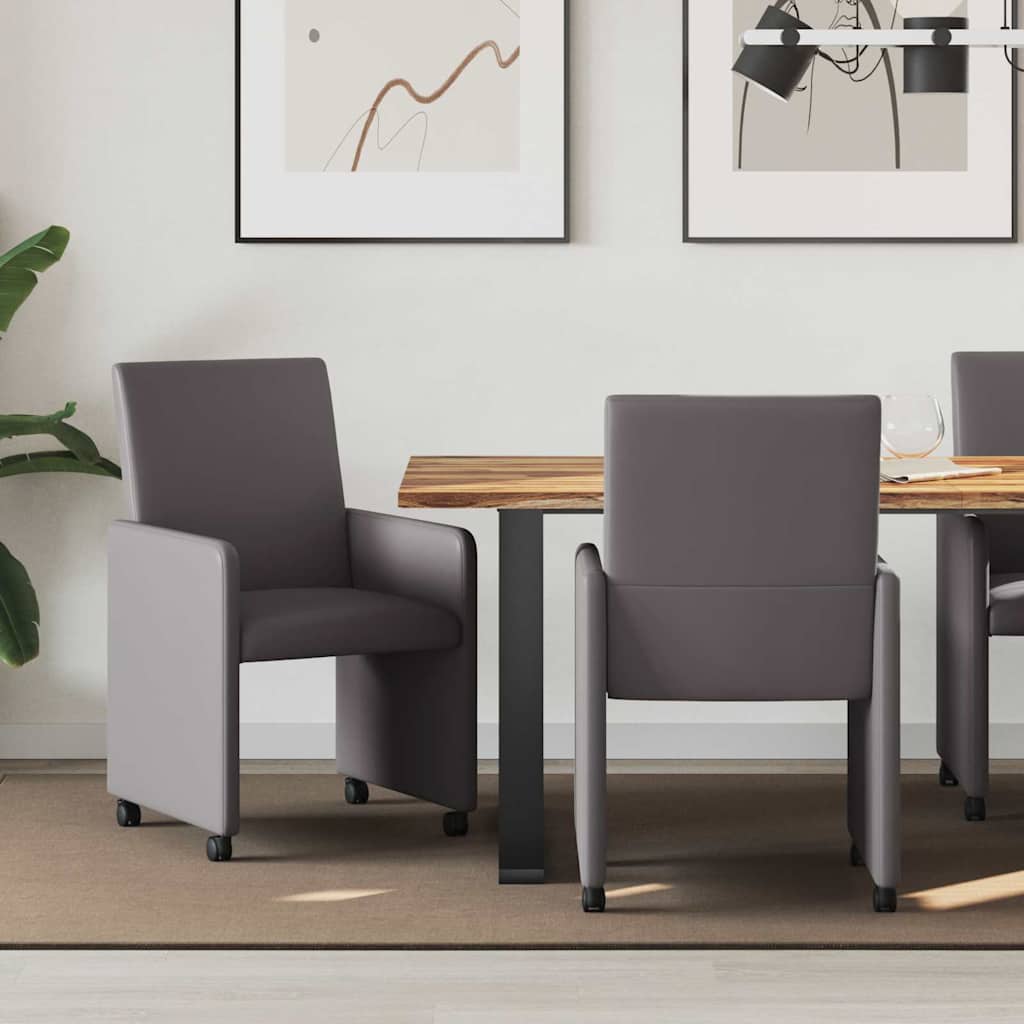 Spisebordsstole med hjul 2 pcs Grå 57 x 66 x 94 cm Kunstlæder