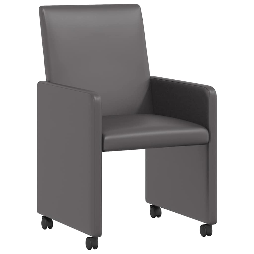Spisebordsstole med hjul 2 pcs Grå 57 x 66 x 94 cm Kunstlæder