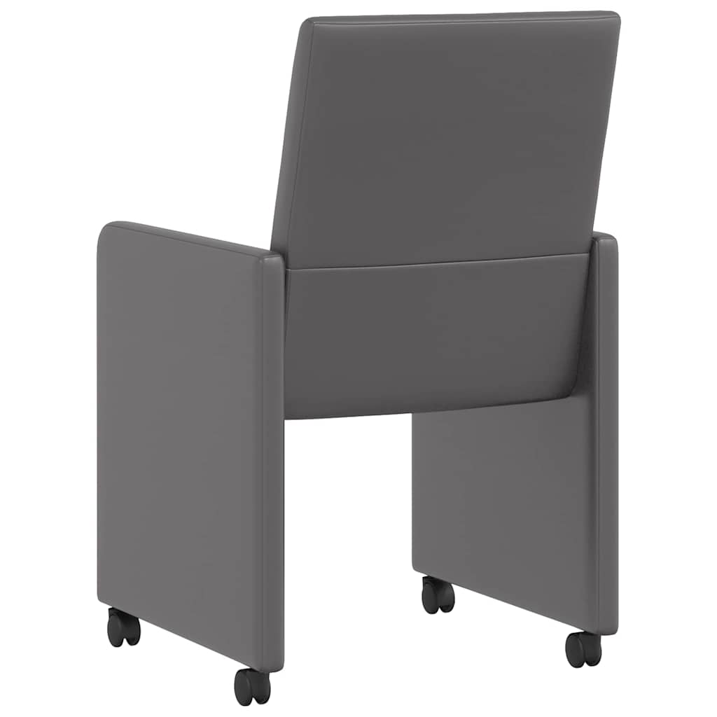 Spisebordsstole med hjul 2 pcs Grå 57 x 66 x 94 cm Kunstlæder