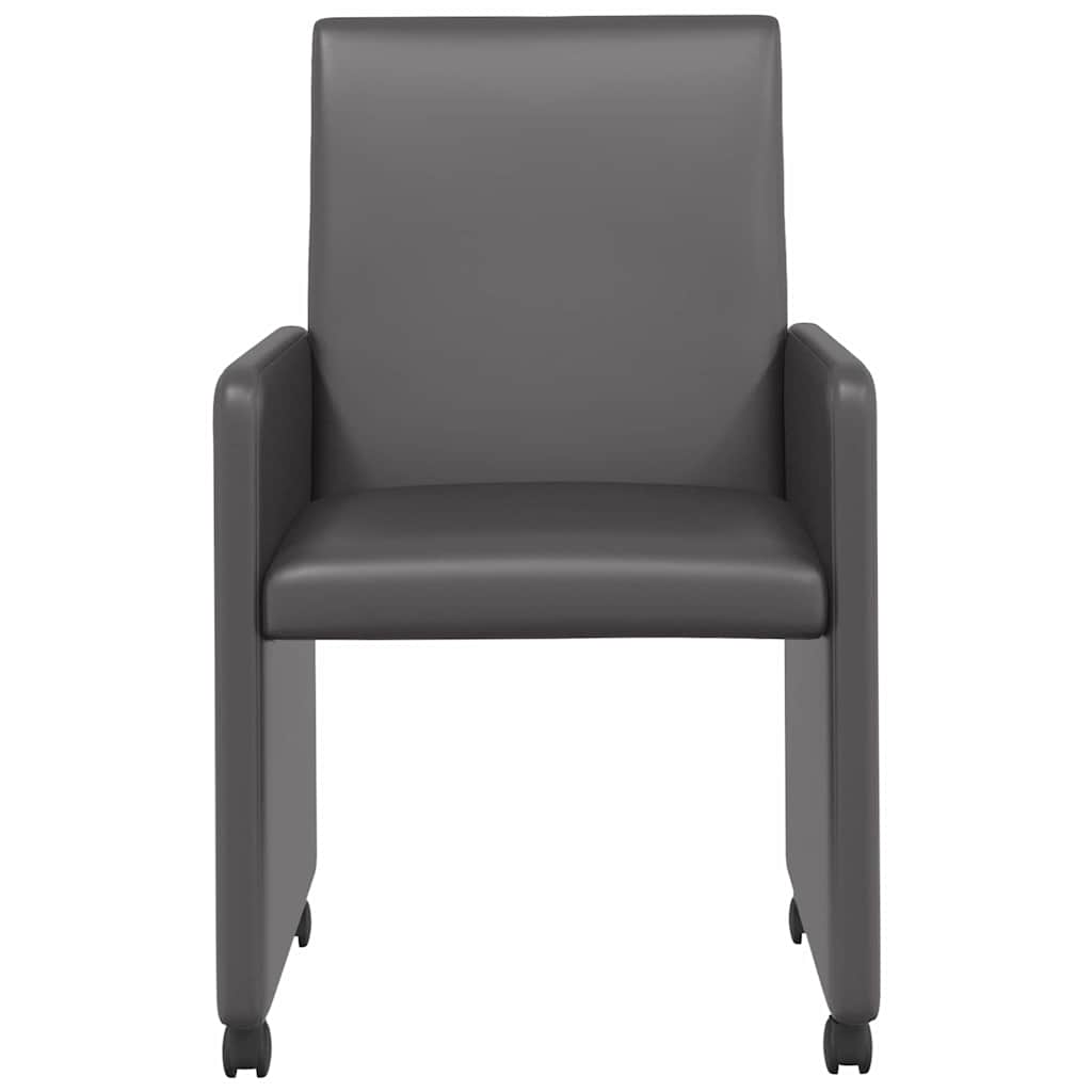 Spisebordsstole med hjul 2 pcs Grå 57 x 66 x 94 cm Kunstlæder