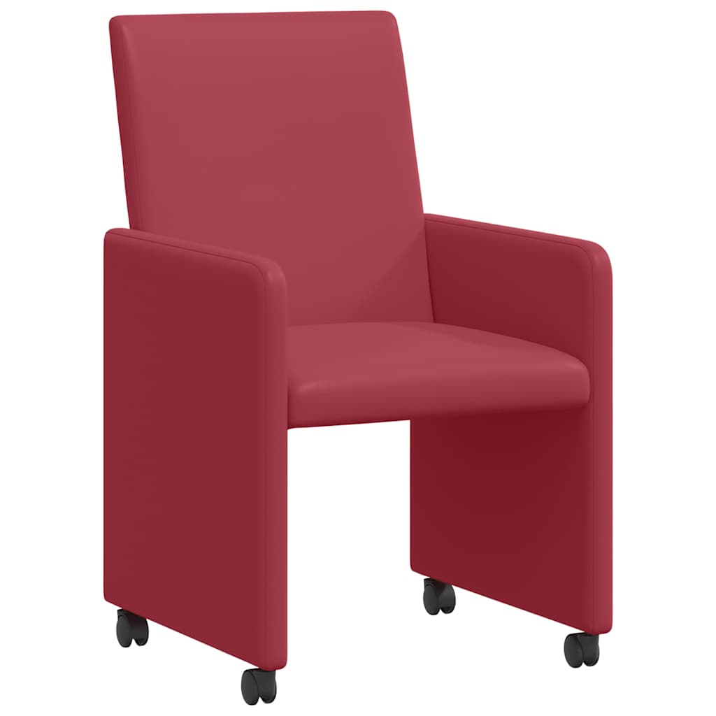 Spisebordsstole med hjul med hjul 2 pcs Vinrød 57 x 66 x 94 cm