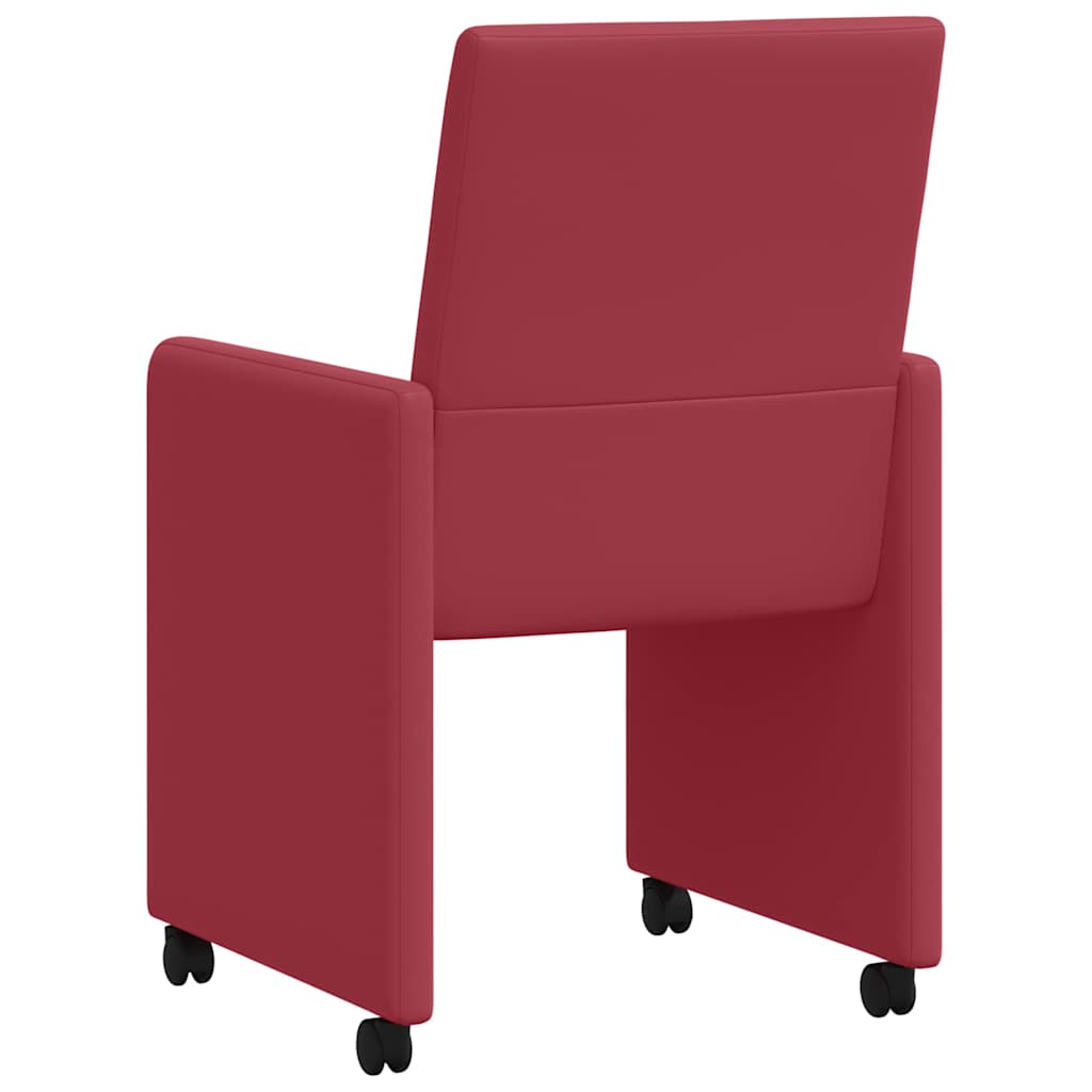 Spisebordsstole med hjul med hjul 2 pcs Vinrød 57 x 66 x 94 cm
