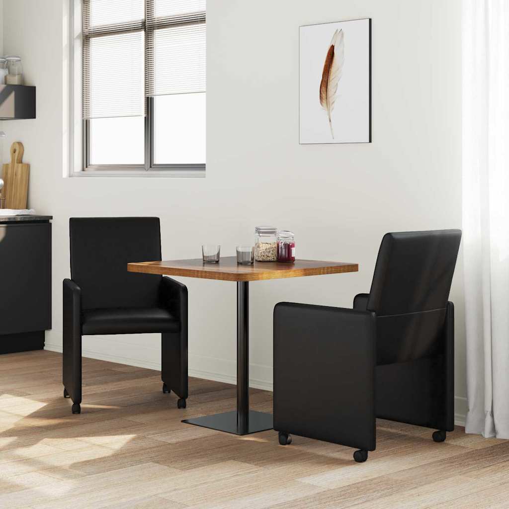 Spisebordsstole med hjul 2 pcs Sort 57 x 66 x 94 cm Kunstlæder