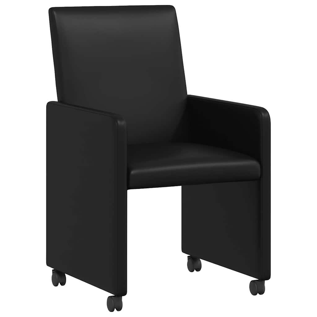 Spisebordsstole med hjul 2 pcs Sort 57 x 66 x 94 cm Kunstlæder