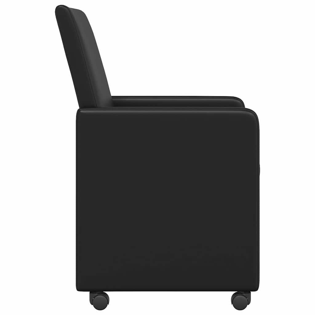 Spisebordsstole med hjul 2 pcs Sort 57 x 66 x 94 cm Kunstlæder