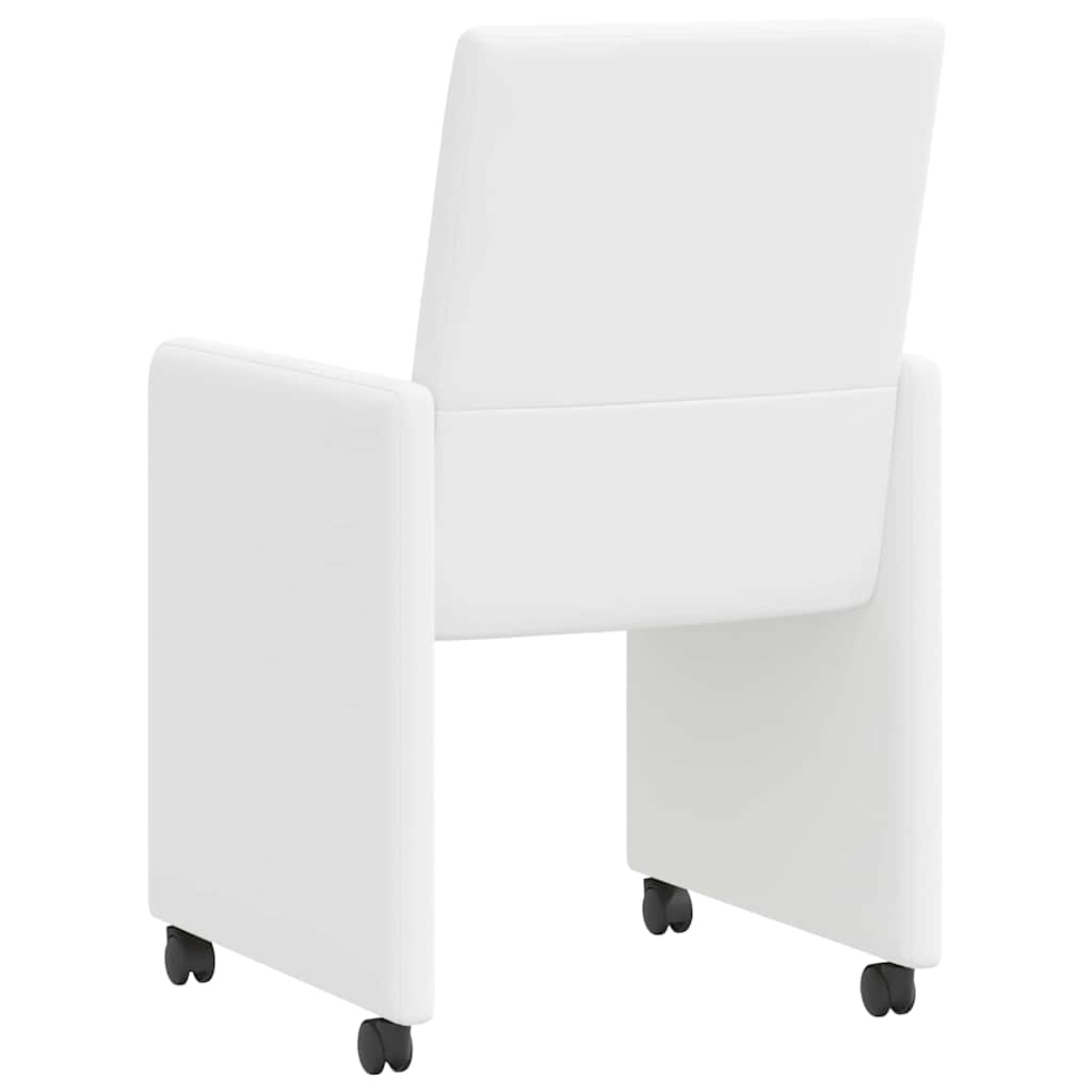 Spisebordsstole med hjul 2 pcs Hvid 57 x 66 x 94 cm Kunstlæder
