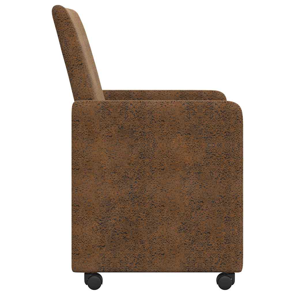 Spisebordsstole med hjul med hjul 2 pcs Brun 57 x 66 x 94 cm