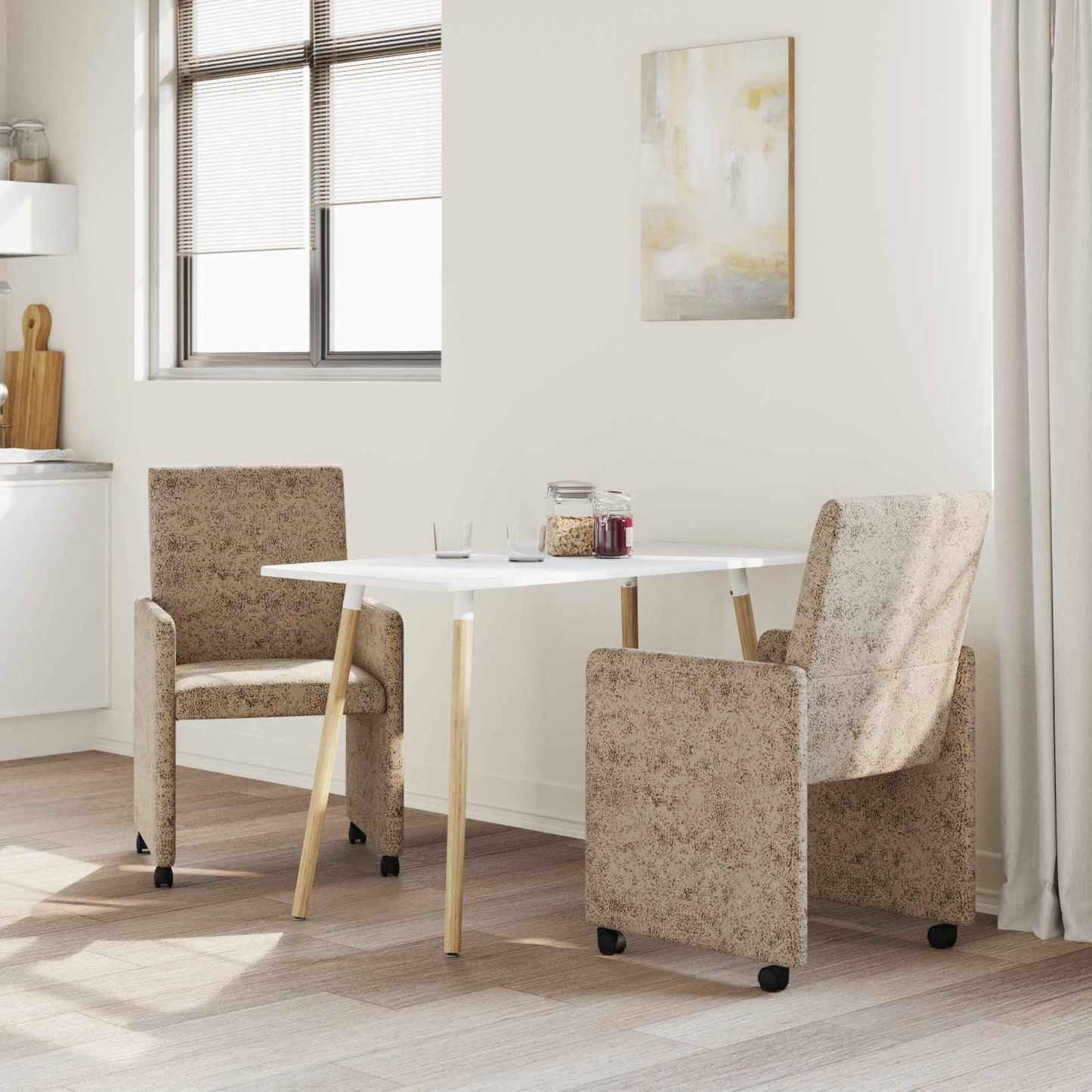Spisebordsstole med hjul med hjul 2 pcs Lysegrå 57 x 66 x 94 cm