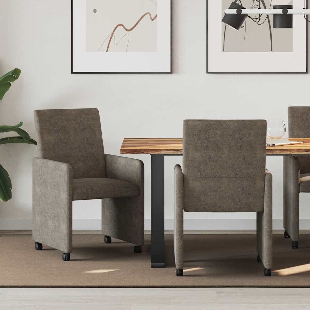 Spisebordsstole med hjul 2 pcs Mørkegrå 57 x 66 x 94 cm