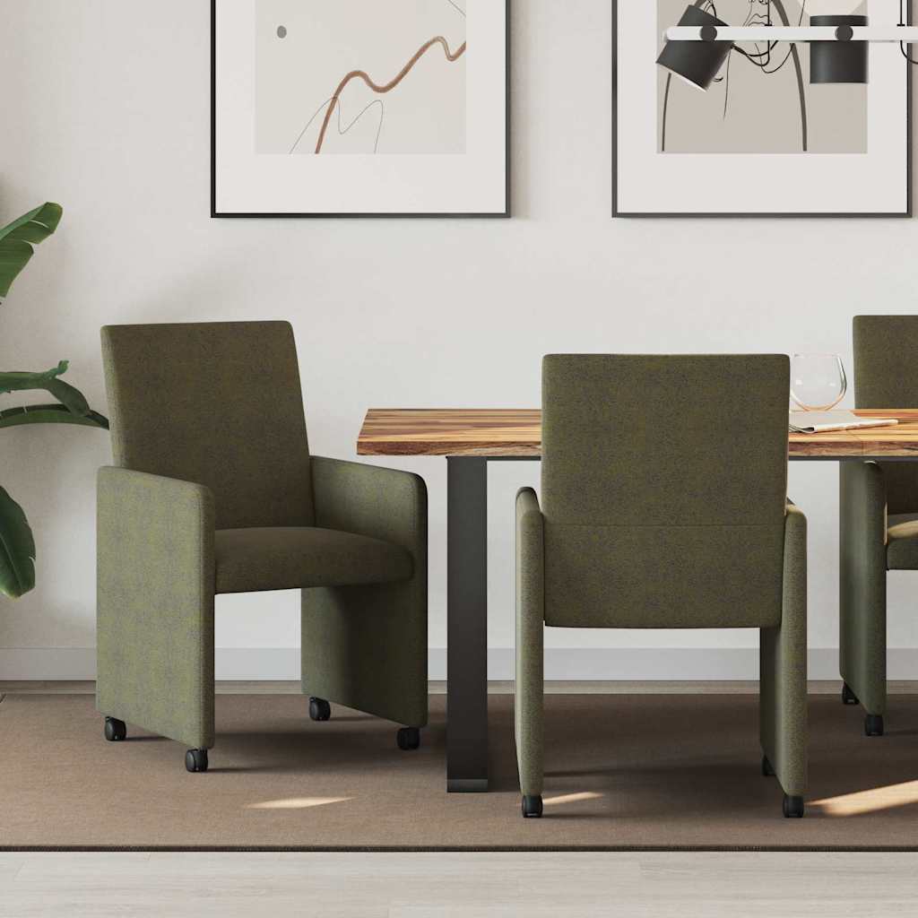 Spisebordsstole med hjul 2 pcs Army grøn 57 x 66 x 94 cm