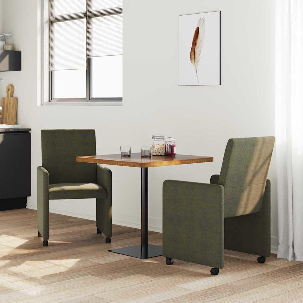 Spisebordsstole med hjul 2 pcs Army grøn 57 x 66 x 94 cm