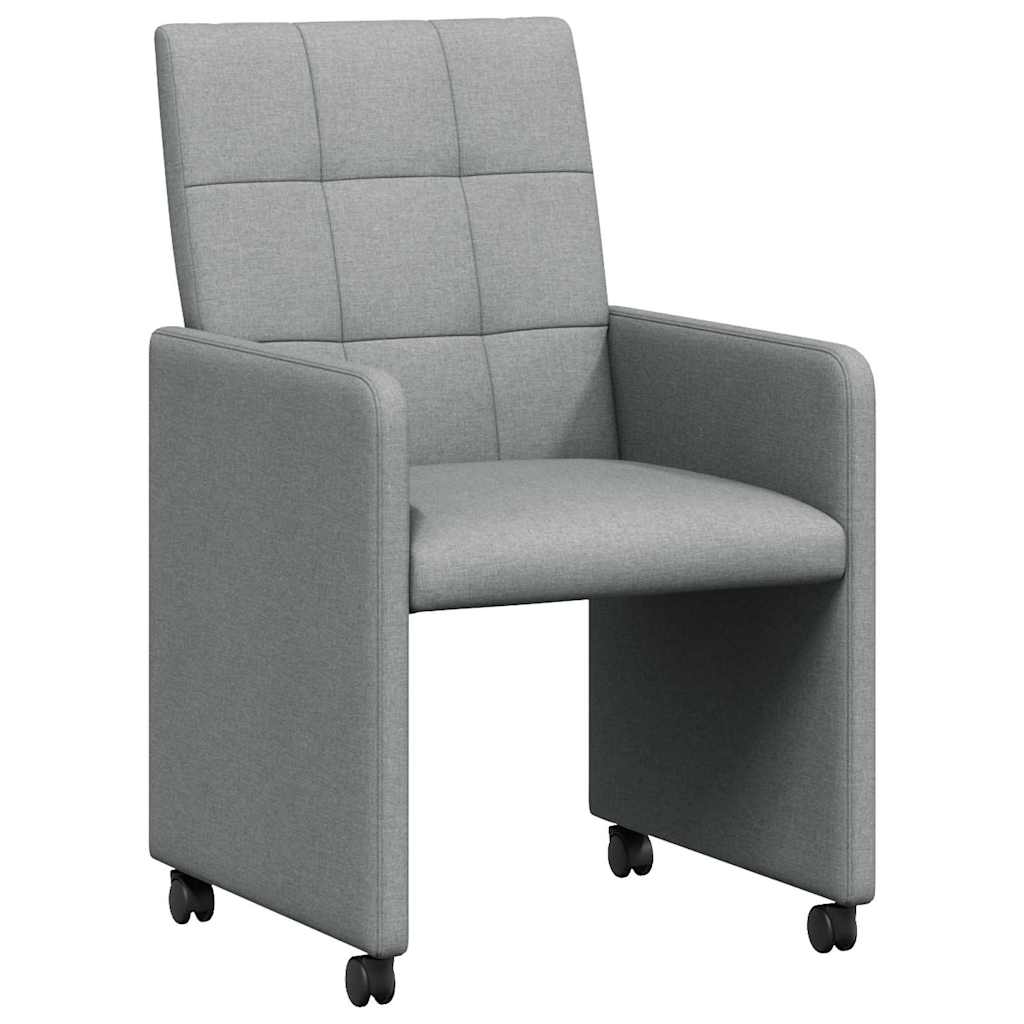 Spisebordsstole med hjul 2 pcs Lysegrå 58 x 65 x 94 cm Stof