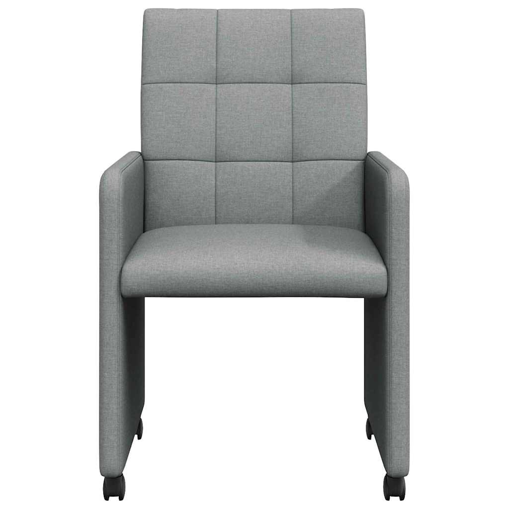 Spisebordsstole med hjul 2 pcs Lysegrå 58 x 65 x 94 cm Stof