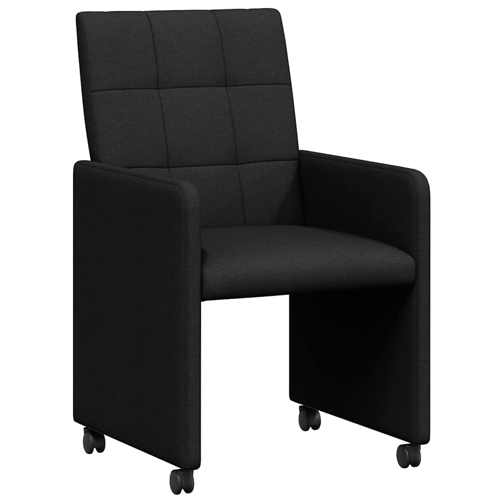 Spisebordsstole med hjul 2 pcs Sort 58 x 65 x 94 cm Stof