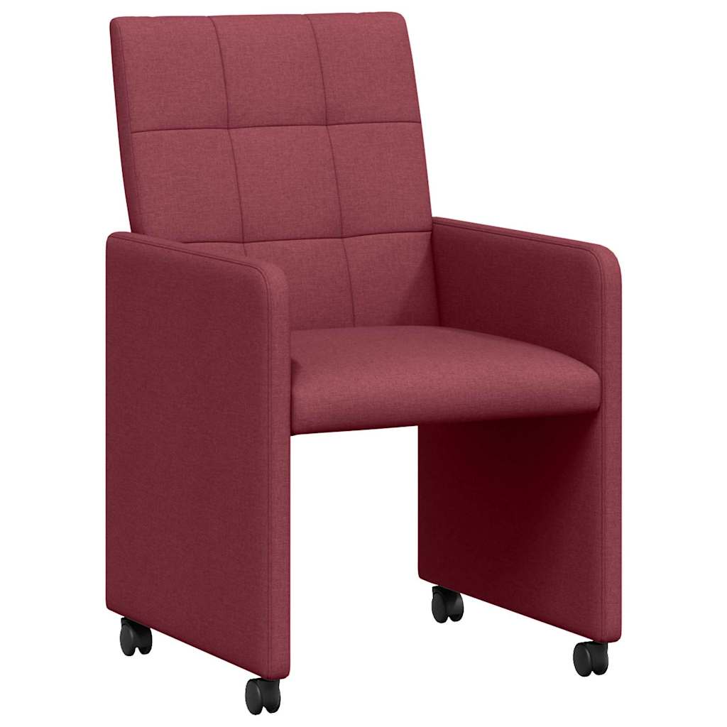 Spisebordsstole med hjul 2 pcs Vinrød 58 x 65 x 94 cm Stof
