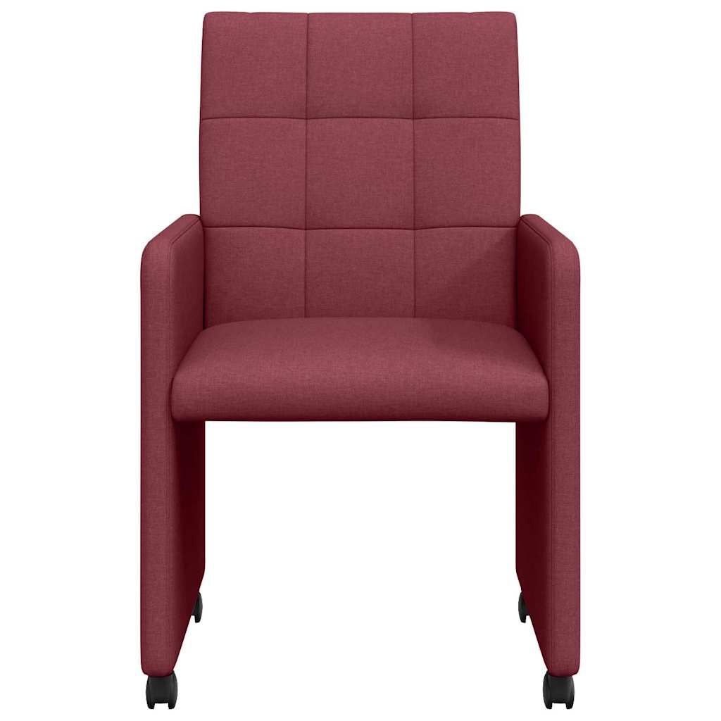 Spisebordsstole med hjul 2 pcs Vinrød 58 x 65 x 94 cm Stof