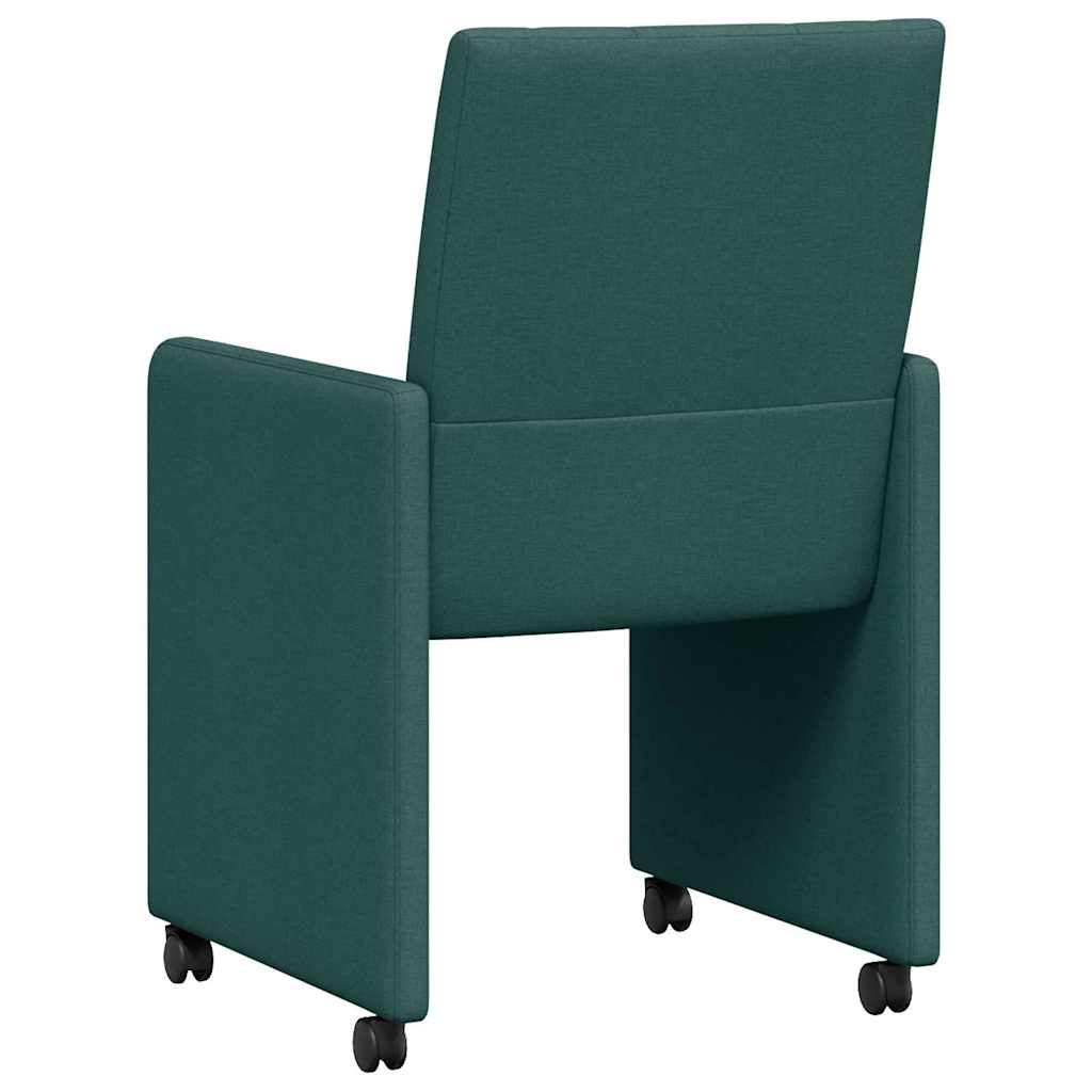 Spisebordsstole med hjul 2 pcs Mørkegrøn 58 x 65 x 94 cm Stof