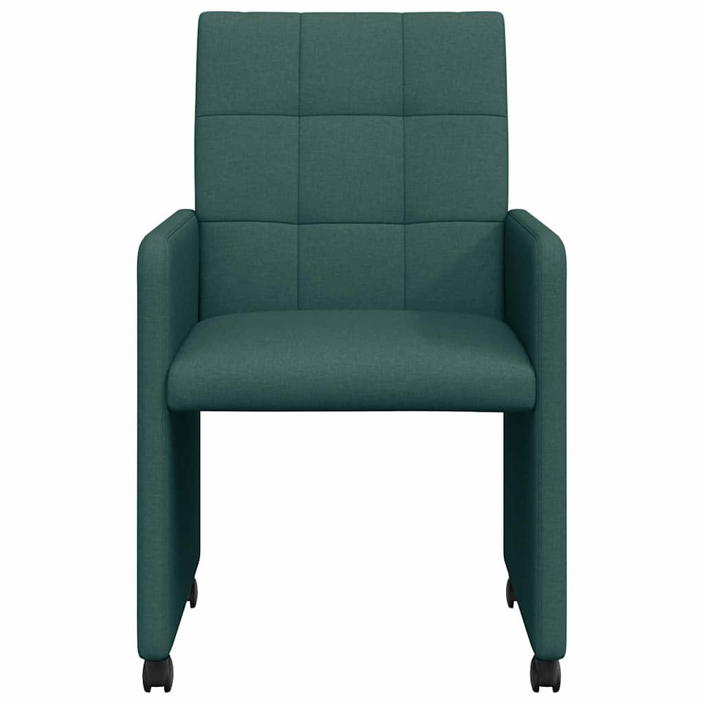 Spisebordsstole med hjul 2 pcs Mørkegrøn 58 x 65 x 94 cm Stof