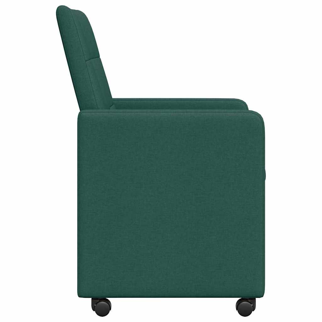 Spisebordsstole med hjul 2 pcs Mørkegrøn 58 x 65 x 94 cm Stof