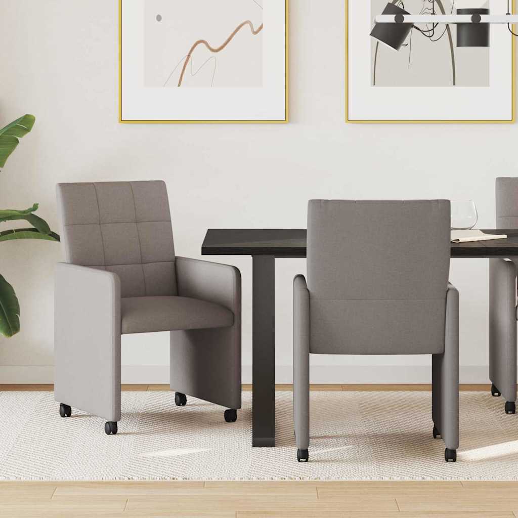 Spisebordsstole med hjul 2 pcs Gråbrun 58 x 65 x 94 cm Stof