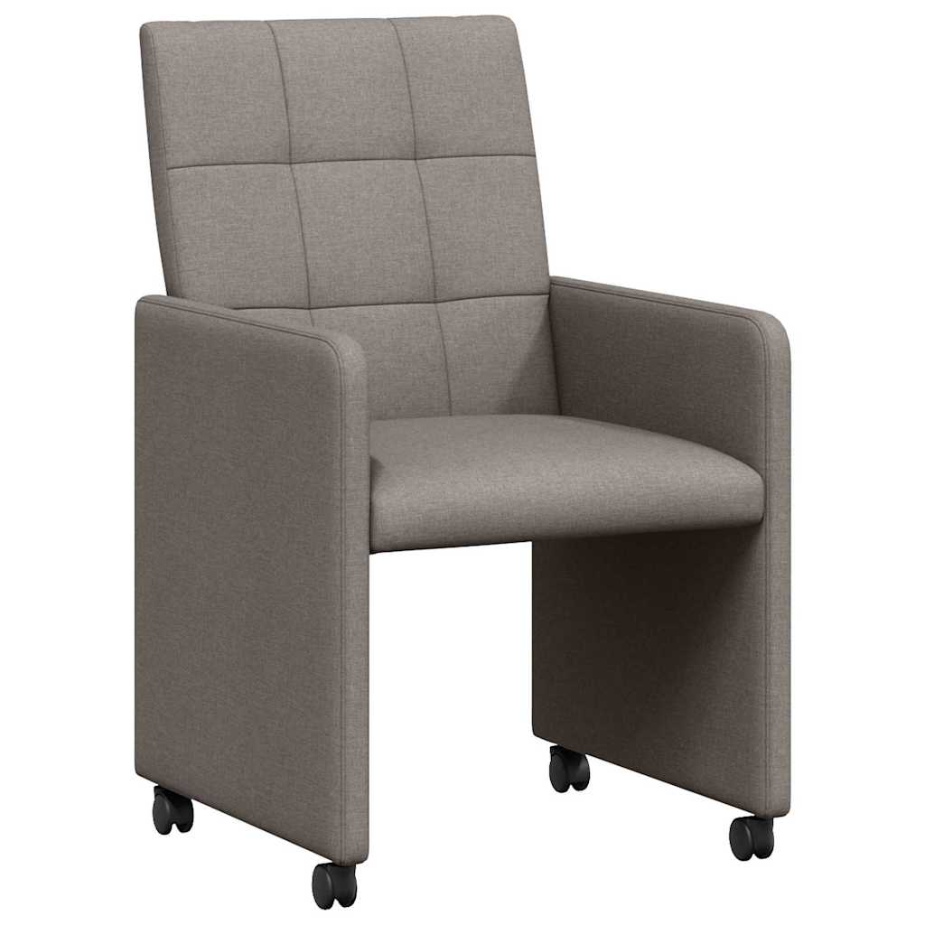 Spisebordsstole med hjul 2 pcs Gråbrun 58 x 65 x 94 cm Stof