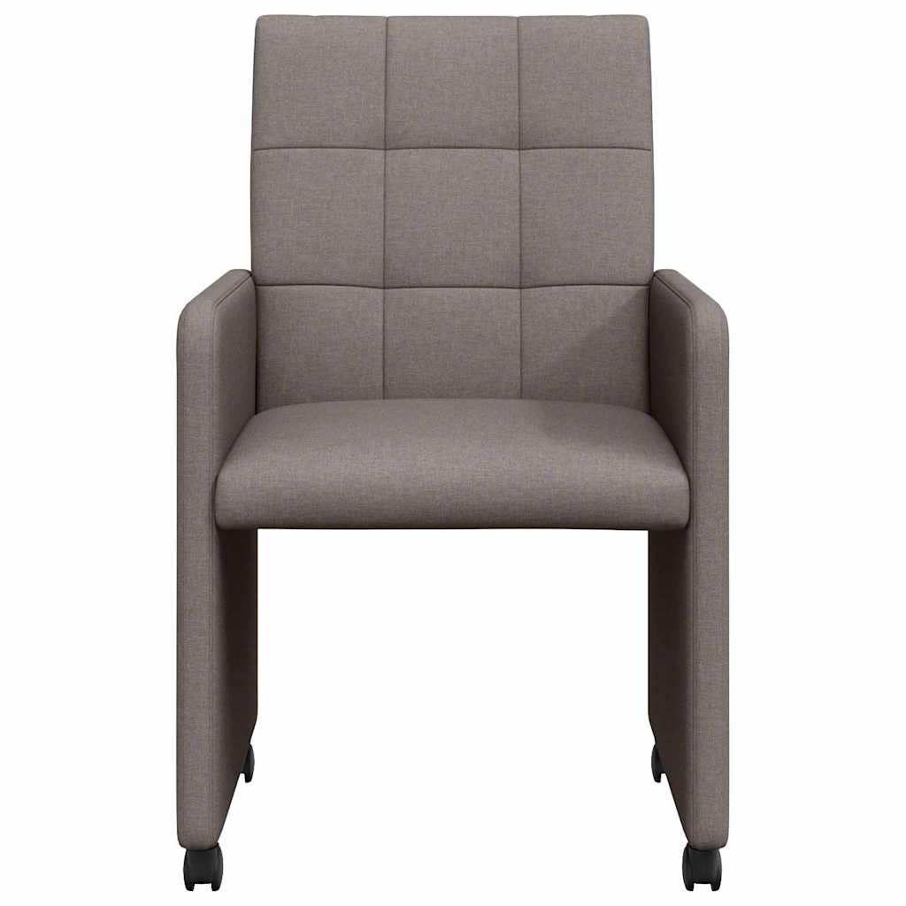 Spisebordsstole med hjul 2 pcs Gråbrun 58 x 65 x 94 cm Stof