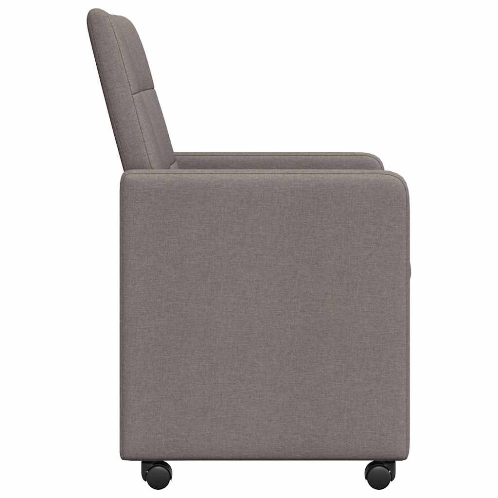 Spisebordsstole med hjul 2 pcs Gråbrun 58 x 65 x 94 cm Stof