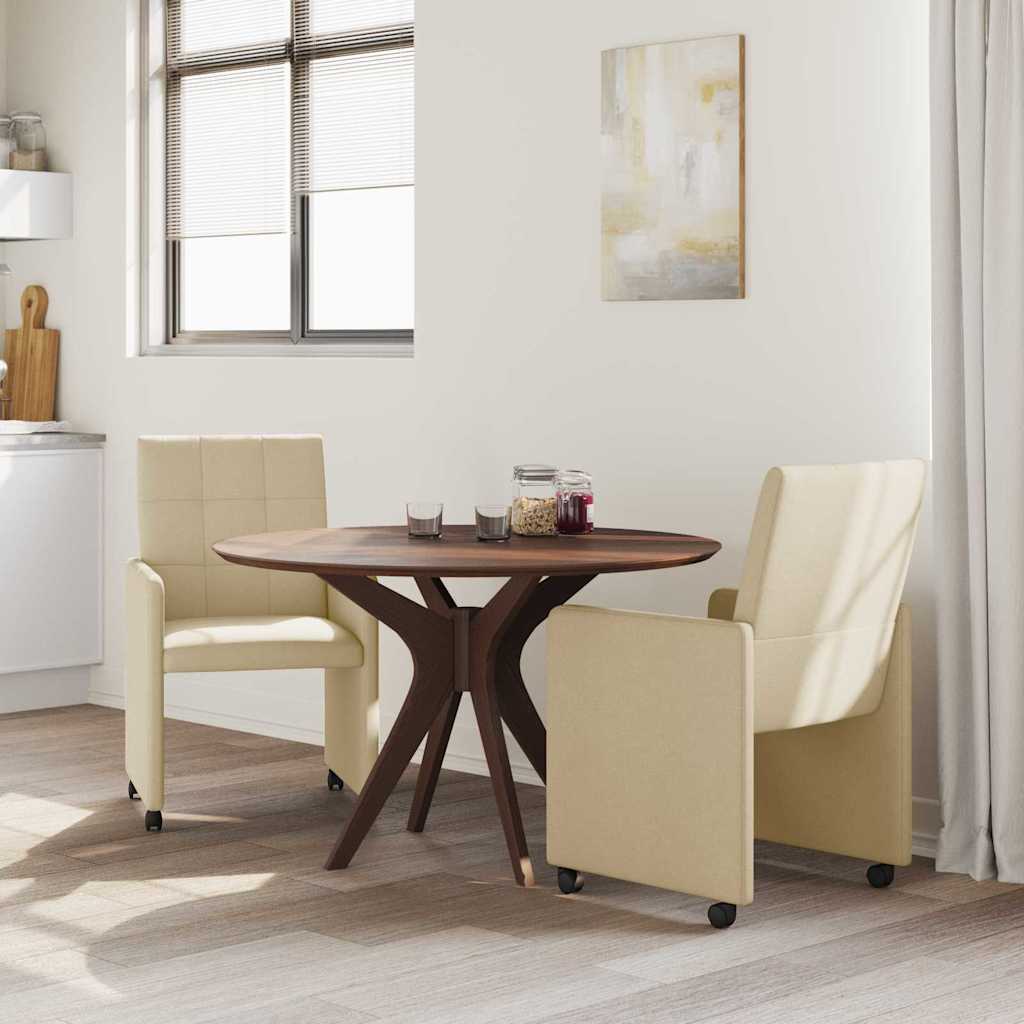 Spisebordsstole med hjul 2 pcs Creme 58 x 65 x 94 cm Stof
