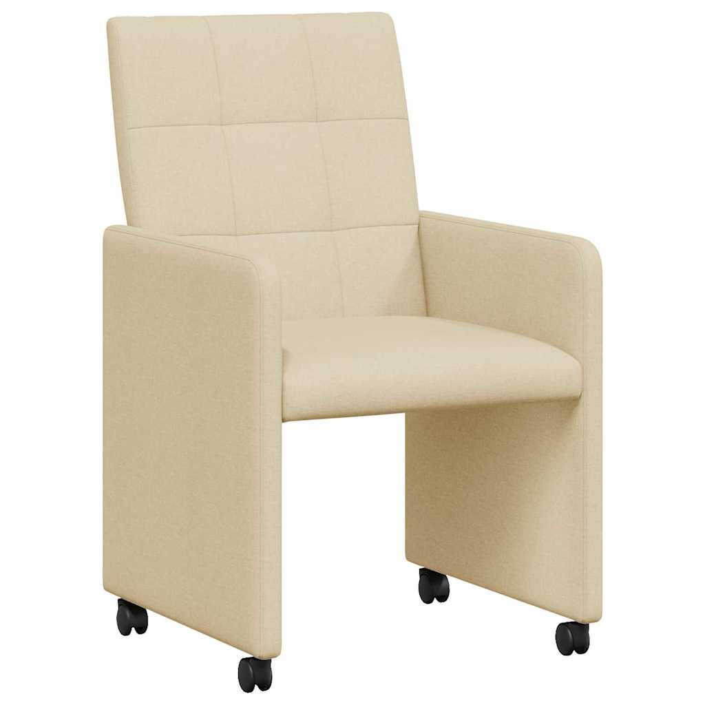 Spisebordsstole med hjul 2 pcs Creme 58 x 65 x 94 cm Stof