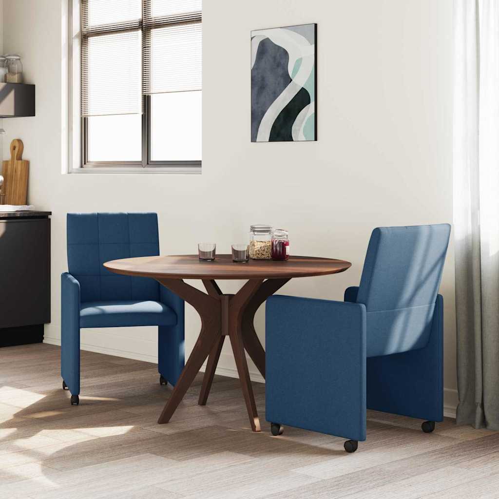 Spisebordsstole med hjul 2 pcs Blå 58 x 65 x 94 cm Stof