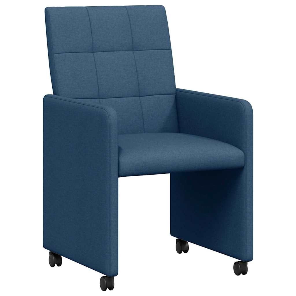 Spisebordsstole med hjul 2 pcs Blå 58 x 65 x 94 cm Stof