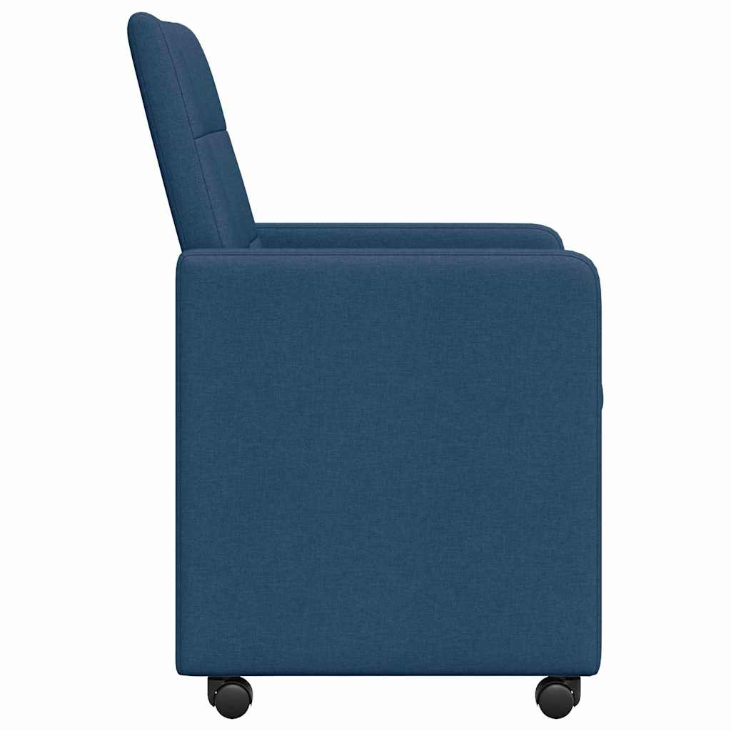 Spisebordsstole med hjul 2 pcs Blå 58 x 65 x 94 cm Stof