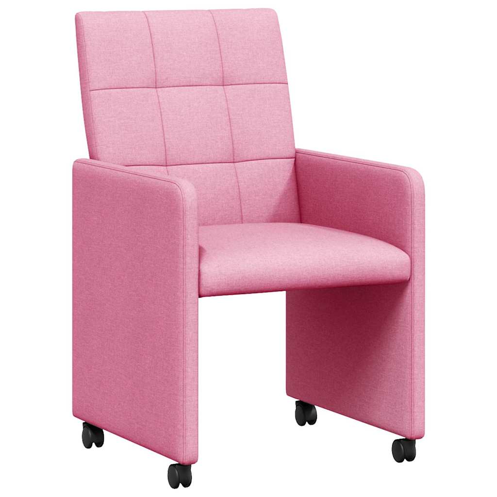 Spisebordsstole med hjul 2 pcs Lyserød 58 x 65 x 94 cm Stof
