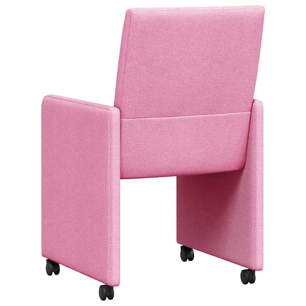 Spisebordsstole med hjul 2 pcs Lyserød 58 x 65 x 94 cm Stof
