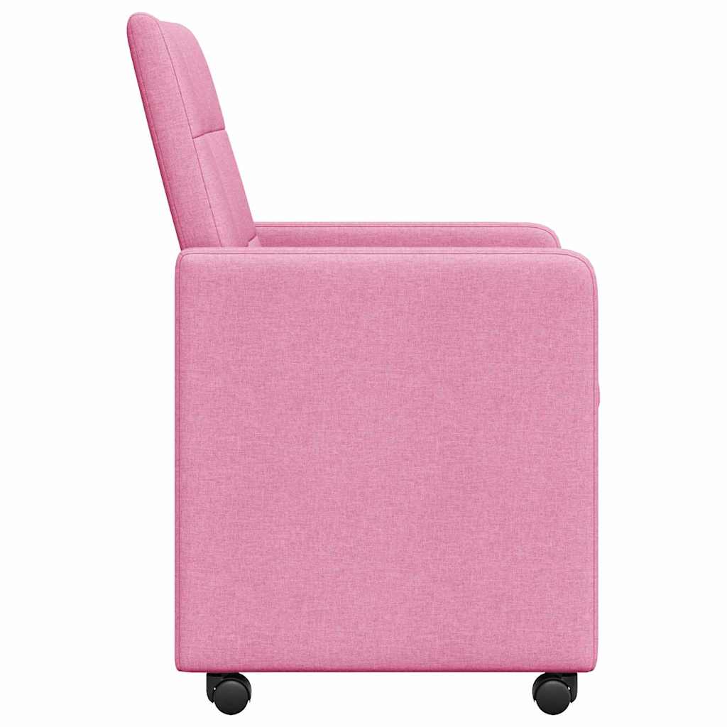 Spisebordsstole med hjul 2 pcs Lyserød 58 x 65 x 94 cm Stof