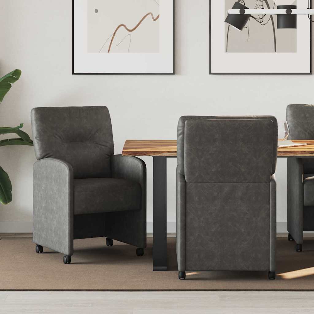 Spisebordsstole med hjul 2 pcs Sort 57 x 67 x 95 cm Kunstlæder